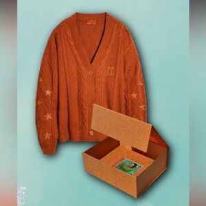 Taylor Swift Rust Orange Cable Knit Cardigan